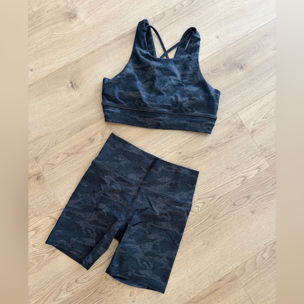 Vuori Black Heather Camo High-Waist Athletic Shorts